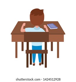 Boy kid of school in desk design
