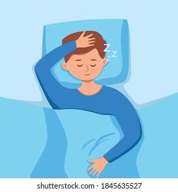 Boy Kid Sleep Bed Night Vector Stock Vector (Royalty Free) 1845635527 ...