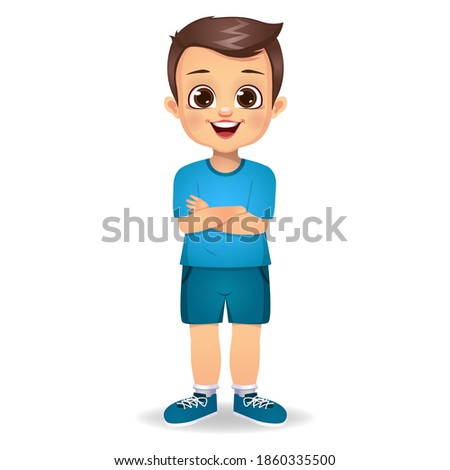 boy kid standing with hands crossed vector