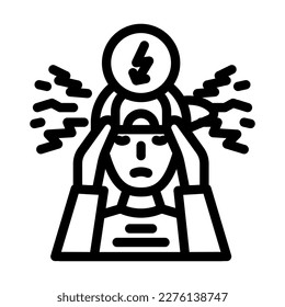 boy kid stress headache line icon vector. boy kid stress headache sign. isolated contour symbol black illustration