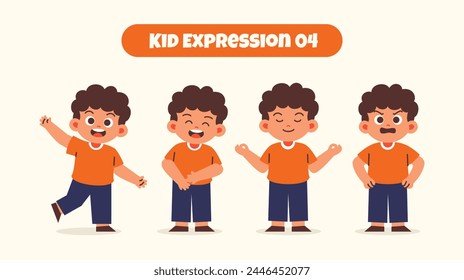 Boy Kid in Various Expressions and Gesture
