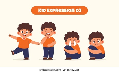 Boy Kid in Various Expressions and Gesture