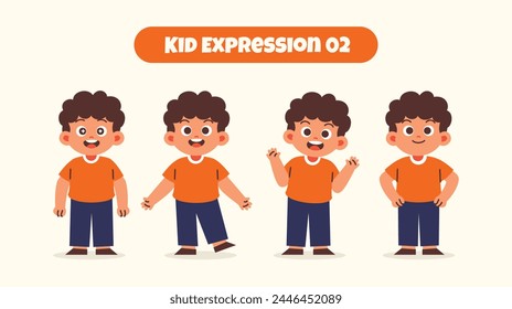 Boy Kid in Various Expressions and Gesture