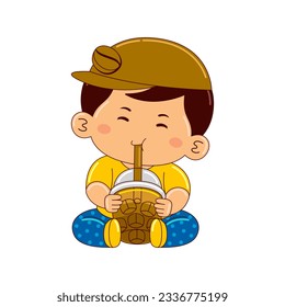  niños tomando café helado