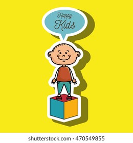 boy kids happy cube icon vector illustration graphic