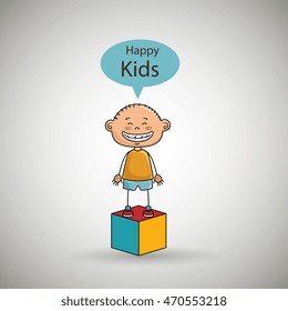 boy kids happy cube icon vector illustration graphic