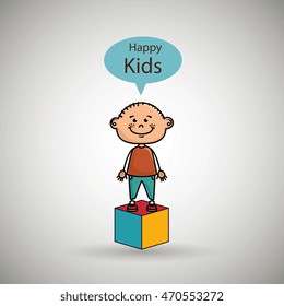 boy kids happy cube icon vector illustration graphic