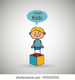 boy kids happy cube icon vector illustration graphic