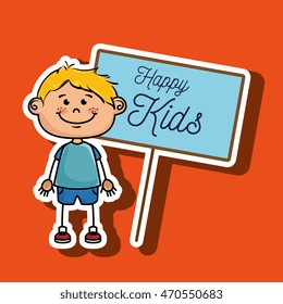boy kids happy poster vector illustration graphic
