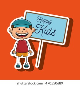 boy kids happy poster vector illustration graphic