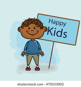 boy kids happy poster vector illustration graphic