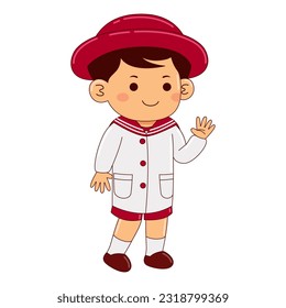 boy kids japan school uniform vector illustration