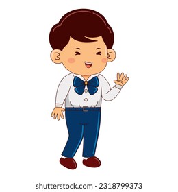 boy kids japan school uniform vector illustration