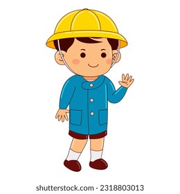 boy kids japan school uniform vector illustration