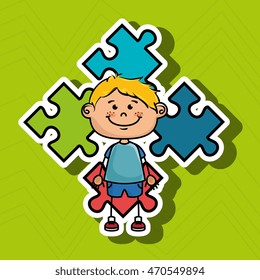 boy kids puzzle icon vector illustration graphic eps 10