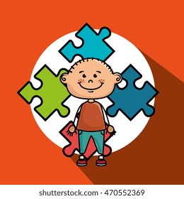 boy kids puzzle icon vector illustration graphic eps 10