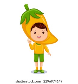 boy kids yellow chili character costume	