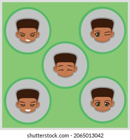 BOY WITH KINKY BROWN HAIR POSITIVE FACIAL EXPRESSIONS kinky 