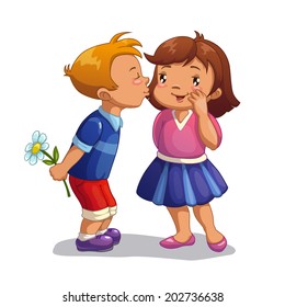 Boy kisses a girl, vector illustration