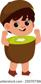 Boy in Kiwi Fruit Costume Illustration