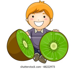 Boy with Kiwi - Vector