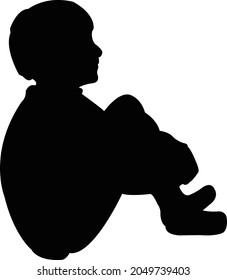 a boy kneeling down body silhouette vector