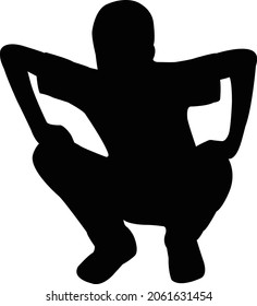 A Boy Kneeling Down Body Silhouette Vector