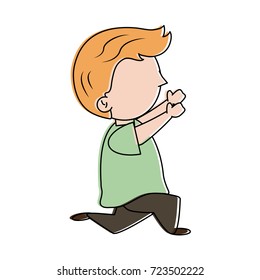 boy kneeling and stretching arms  sideview icon image 