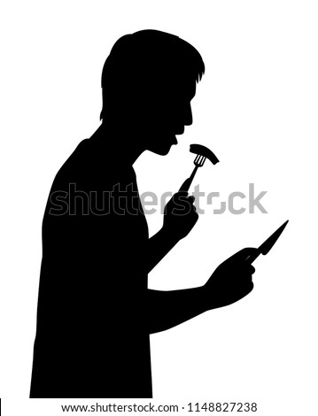 Boy Knife Fork Eating Steak Silhouette Stock Vector Royalty Free 1148827238  Shutterstock