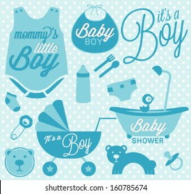  It's A Boy Labels and Icons in Vintage Style