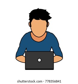 Boy with laptop design