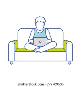 Boy with laptop design