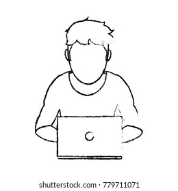 Boy with laptop design