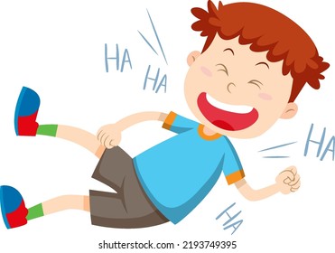 A boy laughing cartoon character illustration