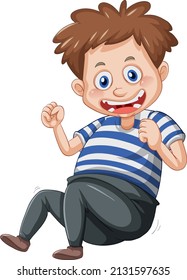 A boy laughing cartoon character on white background illustration