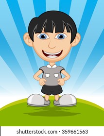 The boy laughing cartoon vector illustration