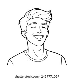 Boy laughing continuous line art drawing