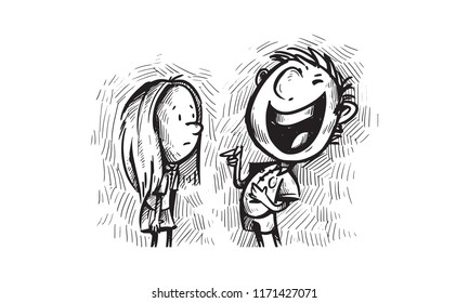 Boy Laughing at Girl