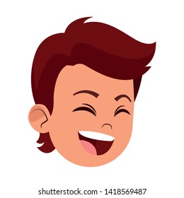 boy laughing hard face avatar cartoon character profile vector illustration graphic design
