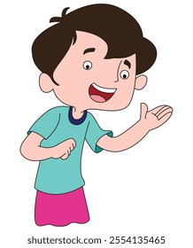 Boy laughing loudly vector illustration