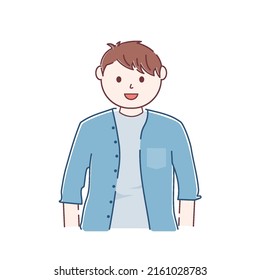 Boy is laughing out loud. flat design style vector illustration.