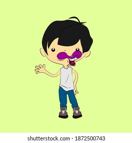 boy laughing out loud, streetwear or t-shirt design