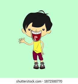 boy laughing out loud, streetwear or t-shirt design