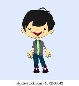 boy laughing out loud, streetwear or t-shirt design