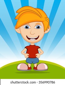 The boy laughing vector illustration