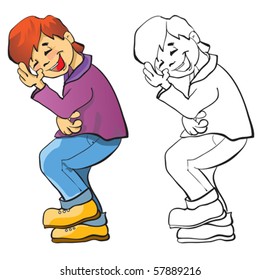 Boy laughs. Contour and color