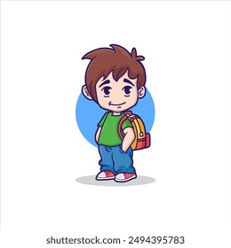 Boy With Lazy Face Illustration using modern style vector view