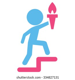 Boy Leader vector icon. Style is bicolor flat symbol, pink and blue colors, rounded angles, white background.