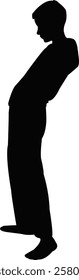 a boy leaning body silhouette vector