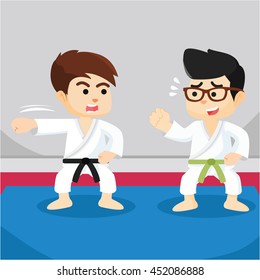 Boy learning karate methode